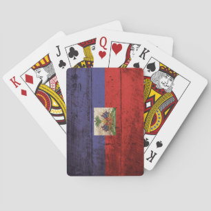 Haiti flagga på gammalt Wood korn Spel Kort