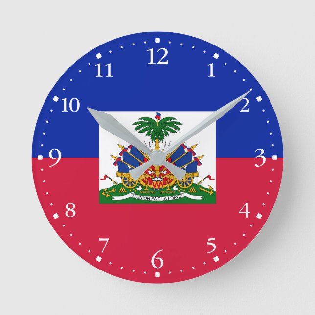 Haiti Flagga Rund Klocka (Framsida)