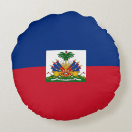 Haiti flagga rund kudde