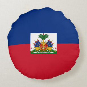 Haiti flagga rund kudde