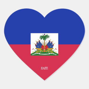 Haiti Flagga Splendid Patriotic Hjärtformat Klistermärke