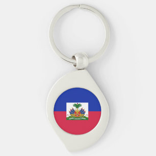Haiti flagga swirl silverfärgad nyckelring