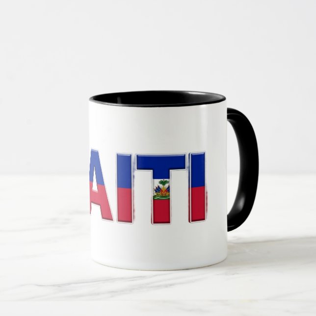 Haiti Flagga Text | Karibisk Stolthet Design Mugg (Framsida höger)
