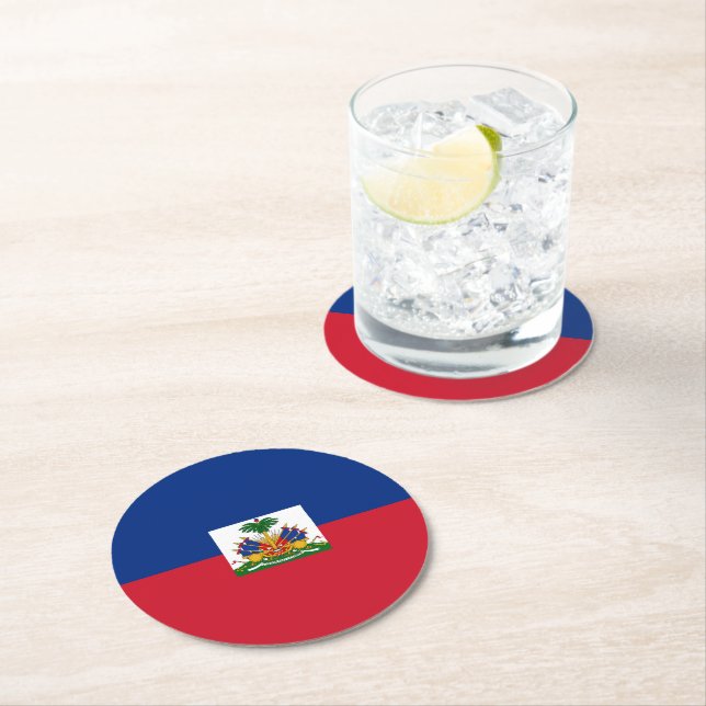 Haiti flagga underlägg papper rund (Insitu)