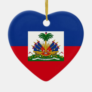 Haiti flaggahjärta julgransprydnad keramik