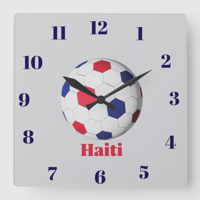 Haiti Fotboll Fyrkantig Klocka (Framsida)