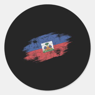 Haiti Fotbollsfan Sönderriven Flagga Nationell Sto Runt Klistermärke