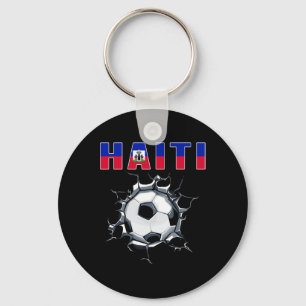 Haiti Fotbollsfans Jersey Haitisk fotboll i spruck Nyckelring