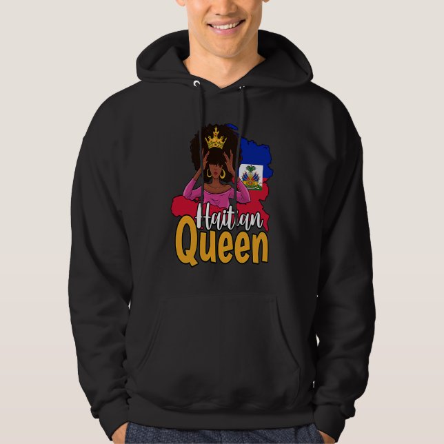 Haiti Haitian Love Flag Proud Woman Princess Crown Hoodie (Framsida)