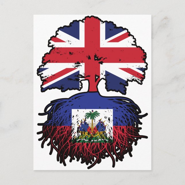Haiti Haitis brittiska Träd Roots Flagga Vykort (Framsida)