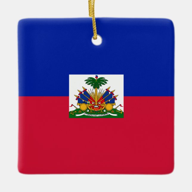 Haiti (Haitis) Flagga Julgransprydnad Keramik (Framsida)