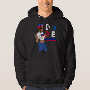 Haiti Haitis Flagga Proud Ayiti Woman Girl Peace 1 Hoodie