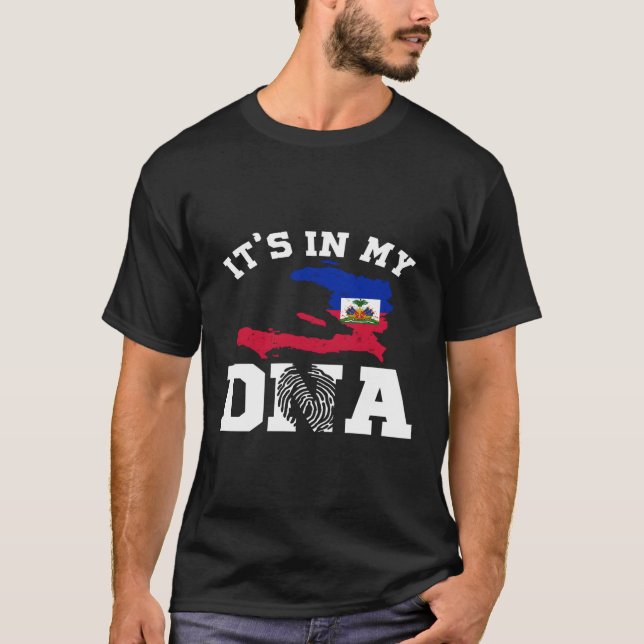 Haiti i mitt dinska haitiska Pride Haitis Flagga T Shirt (Framsida)