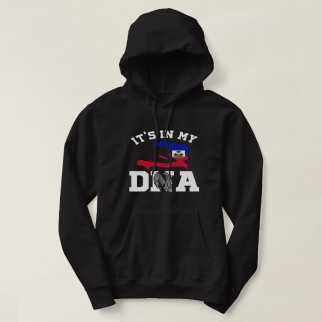 Haiti i mitt DNA-haitiska Pride Hoodie Haitian Fla (Design framsida)