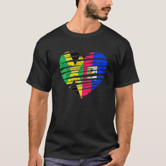 Haiti Jamaica Grown Heart USA Patriot Heritage Mon T Shirt