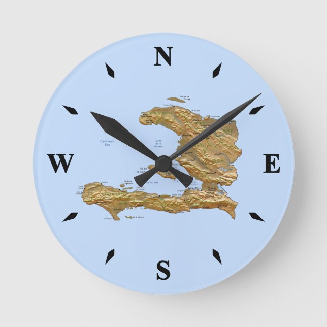 Haiti Karta Clock Rund Klocka (Framsida)
