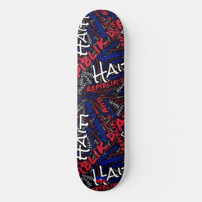 Haiti Nationell Stolthet Wordcloud Skateboard (Framsida)