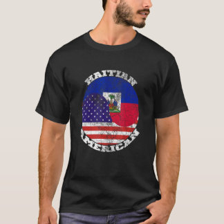 Haiti och den amerikanska flagga, halva Haitis hal T Shirt