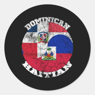 Haiti och Dominikanska Flagga Halva Haitis halva D Runt Klistermärke