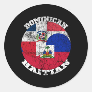 Haiti och Dominikanska Flagga Halva Haitis halva D Runt Klistermärke