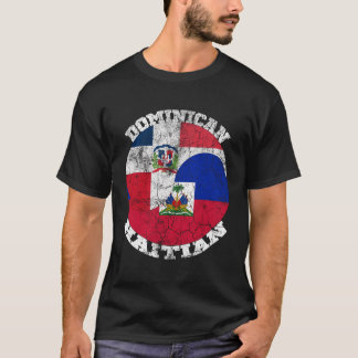 Haiti och Dominikanska Flagga Halva Haitis halva D T Shirt