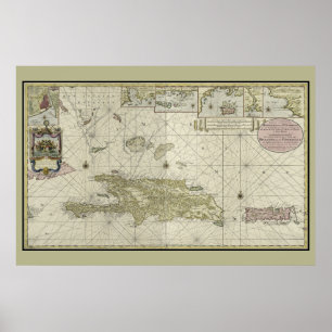 Haiti och Dominikanska republiken 1720 Nederländsk Poster