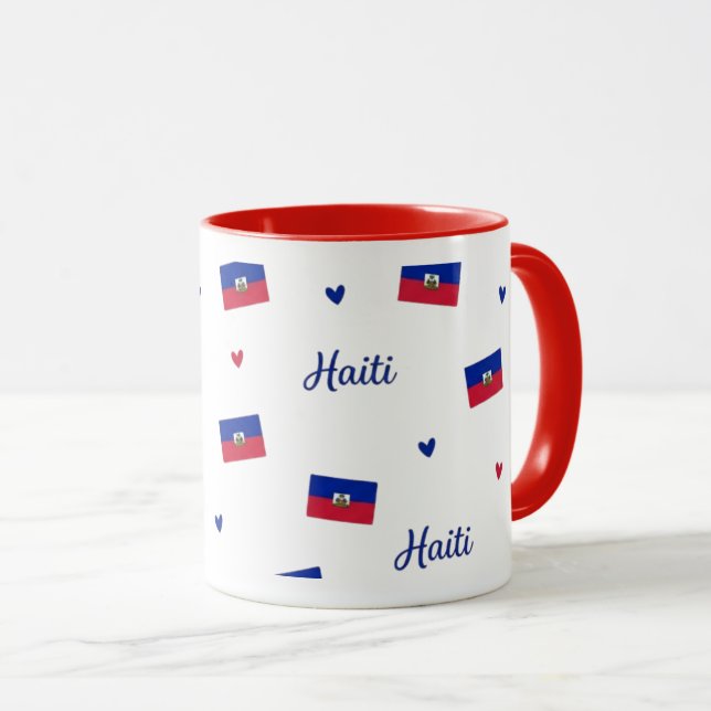 Haiti Roots Pattern Mug | Caribbean Flag Mugg (Framsida höger)
