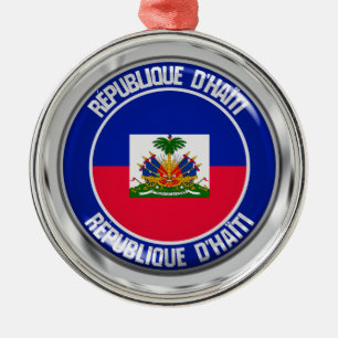 Haiti Round Emblem Julgransprydnad Metall