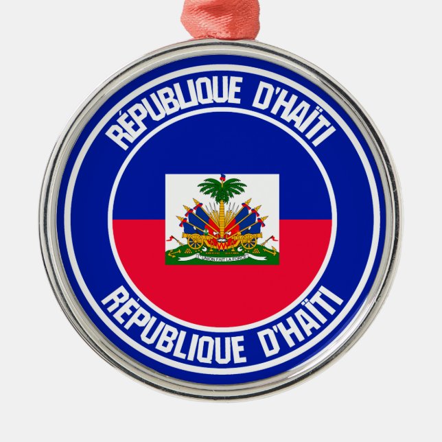 Haiti Round Emblem Julgransprydnad Metall (Framsidan)