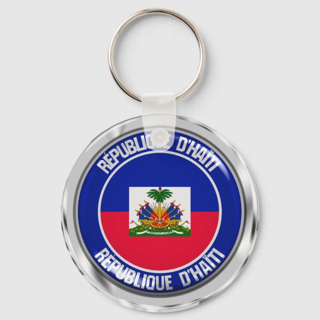 Haiti Round Emblem Nyckelring (Framsida)