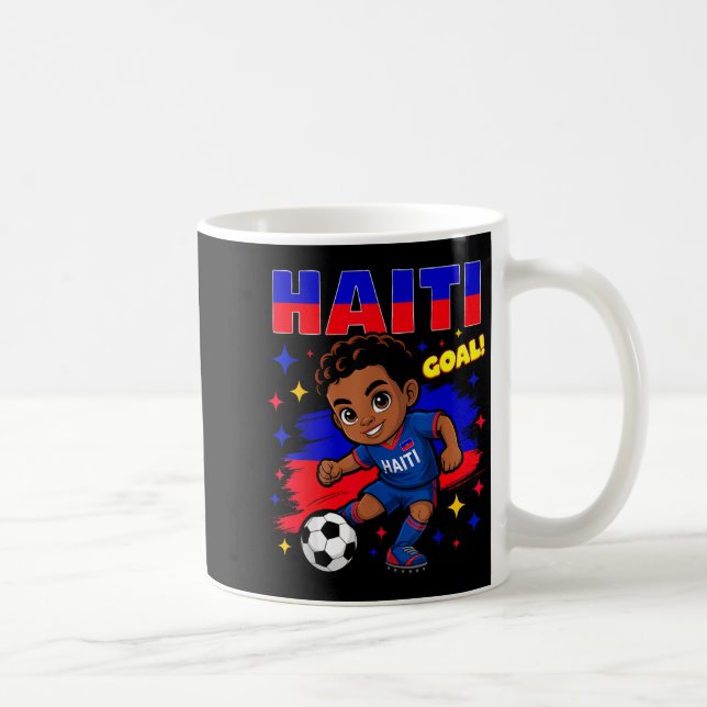 Haiti Soccer Kid Haitian Flag Soccer Player Footba Kaffemugg (Höger)