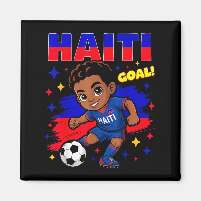 Haiti Soccer Kid Haitian Flag Soccer Player Footba Magnet (Framsidan)