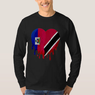 Haiti Trinidad & Tobago Flagga Hjärta Odlade Patri T Shirt