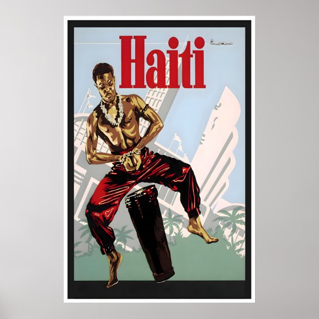 Haiti Tryck Resa Affisch Haitisk Konst Vintage (Framsidan)