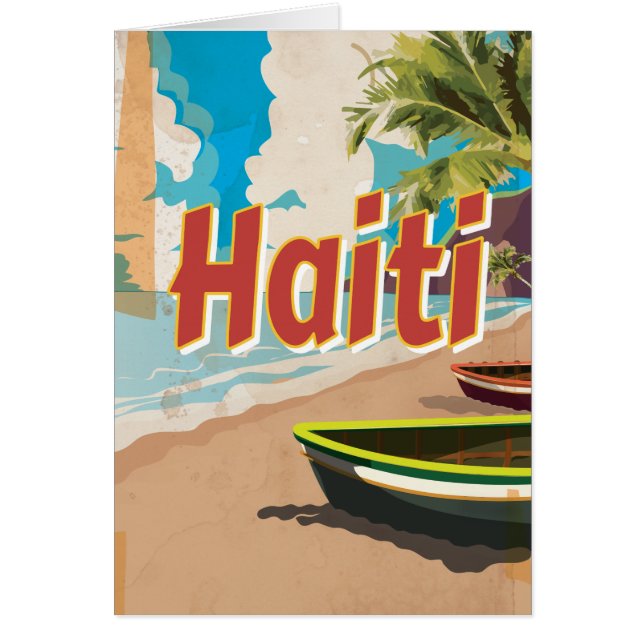 Haiti Vintage semesteraffisch Hälsningskort (Framsidan)