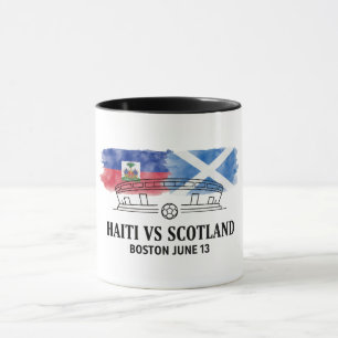 Haiti vs Skottland Gruppspel Vattenfärg Flagga Mug Mugg