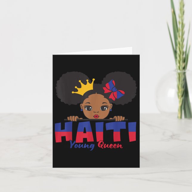 Haiti Young Queen Haitian Flagga Tee För barn Mela Kort (Framsida)