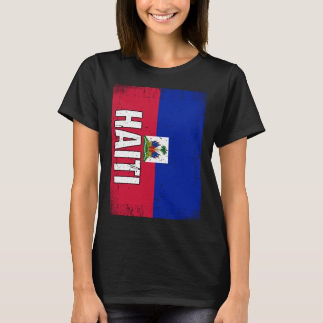 Haitian Flag Haiti  2 T Shirt (Framsida)