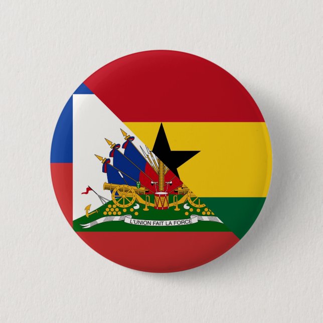 Haitian Ghanaian Flagga | Halva Haiti Ghana Knapp (Framsida)