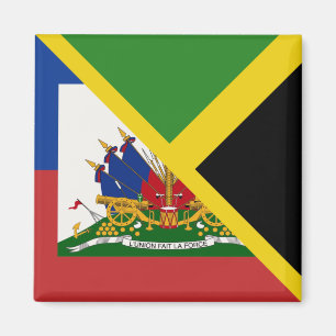 Haitian Jamaican Flagga Halva Jamaica Haiti Magnet