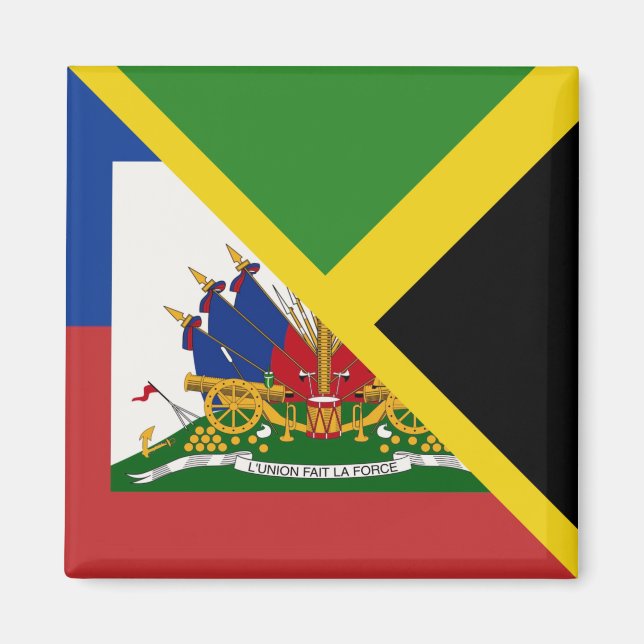 Haitian Jamaican Flagga | Halva Jamaica Haiti Magnet (Framsidan)