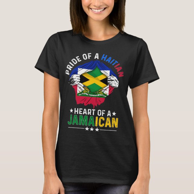 Haitian Jamaican Foreign Jamaica Flagga T Shirt (Framsida)