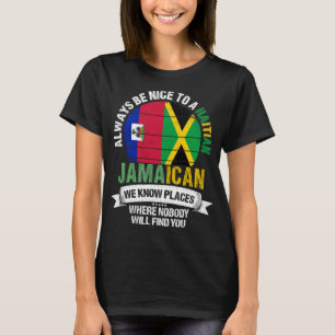 Haitian Jamaican känner Ställen Jamaica Flagga T Shirt
