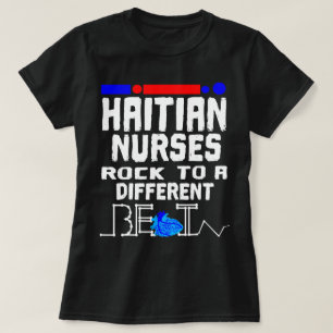 Haitian Nurse Flagga Heartslag Black Afro T Shirt