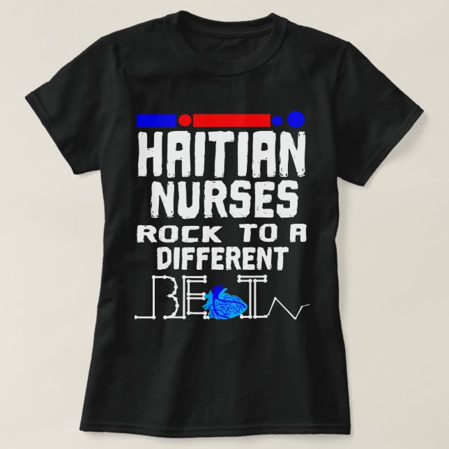 Haitian Nurse Flagga Heartslag Black Afro T Shirt (Design framsida)