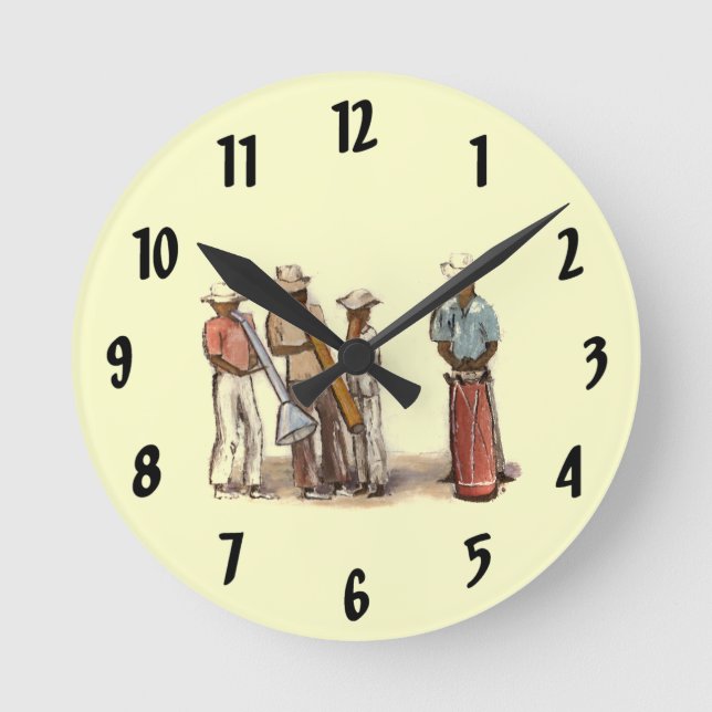 Haitian Street Musician Clock Rund Klocka (Framsida)