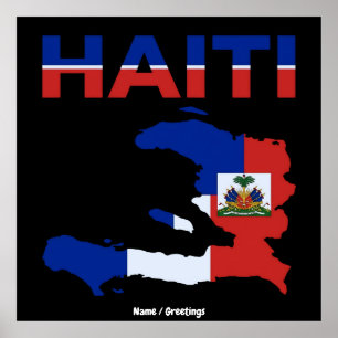 Haitiansk stolthet Haiti Flagga Kart Design Kultur Poster