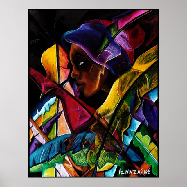 Haitienne en Vitraux IV - entoilage de pastel Poster (Framsidan)