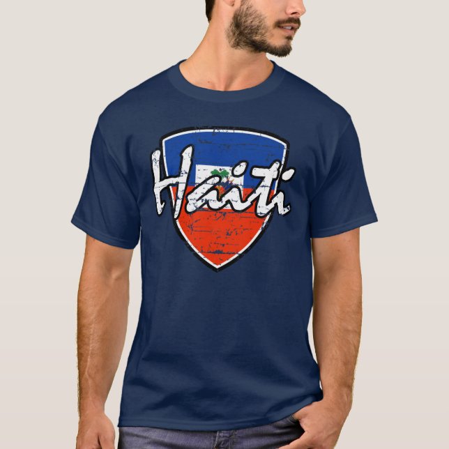 Haitier bedrövad flagga tee shirt (Framsida)