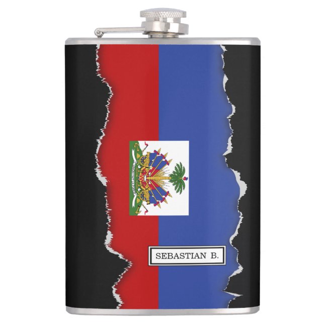 Haitier flagga för klassiker fickplunta (Framsidan)
